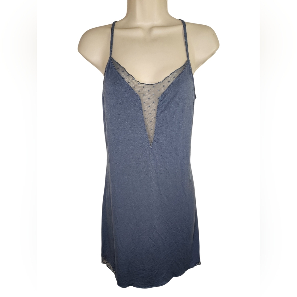 Victoria's Secret Navy Polka Dot Mesh Sleep Dress Chemise Small
